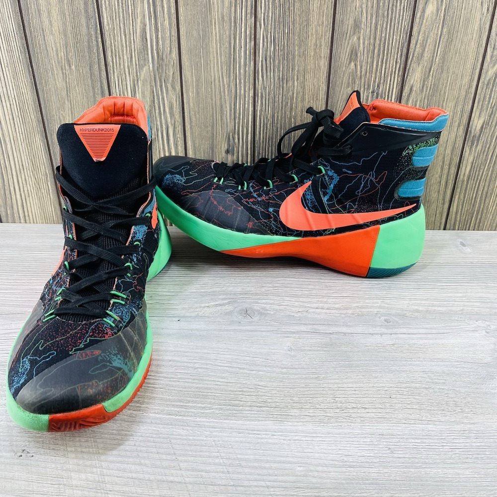 Nike Men's Black, Green & Orange High-Top Basketball Sneakers